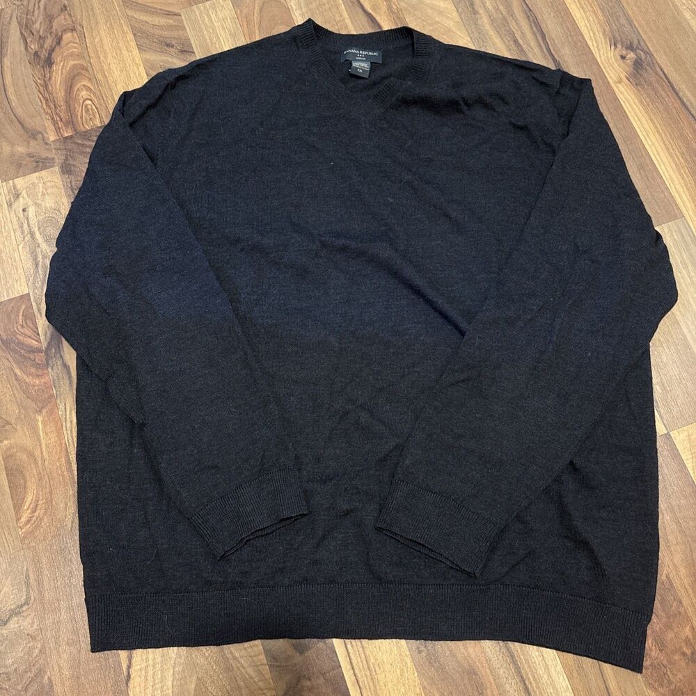 Vintage Banana Republic 100% Merino Wool Light Weight Dark Grey Sweater Size XXL